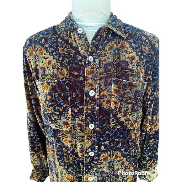 Chico’s Design Velvet/Velour Silk Blend Button Front Blouse Sz. S Whimsygoth Boh - Picture 2 of 7